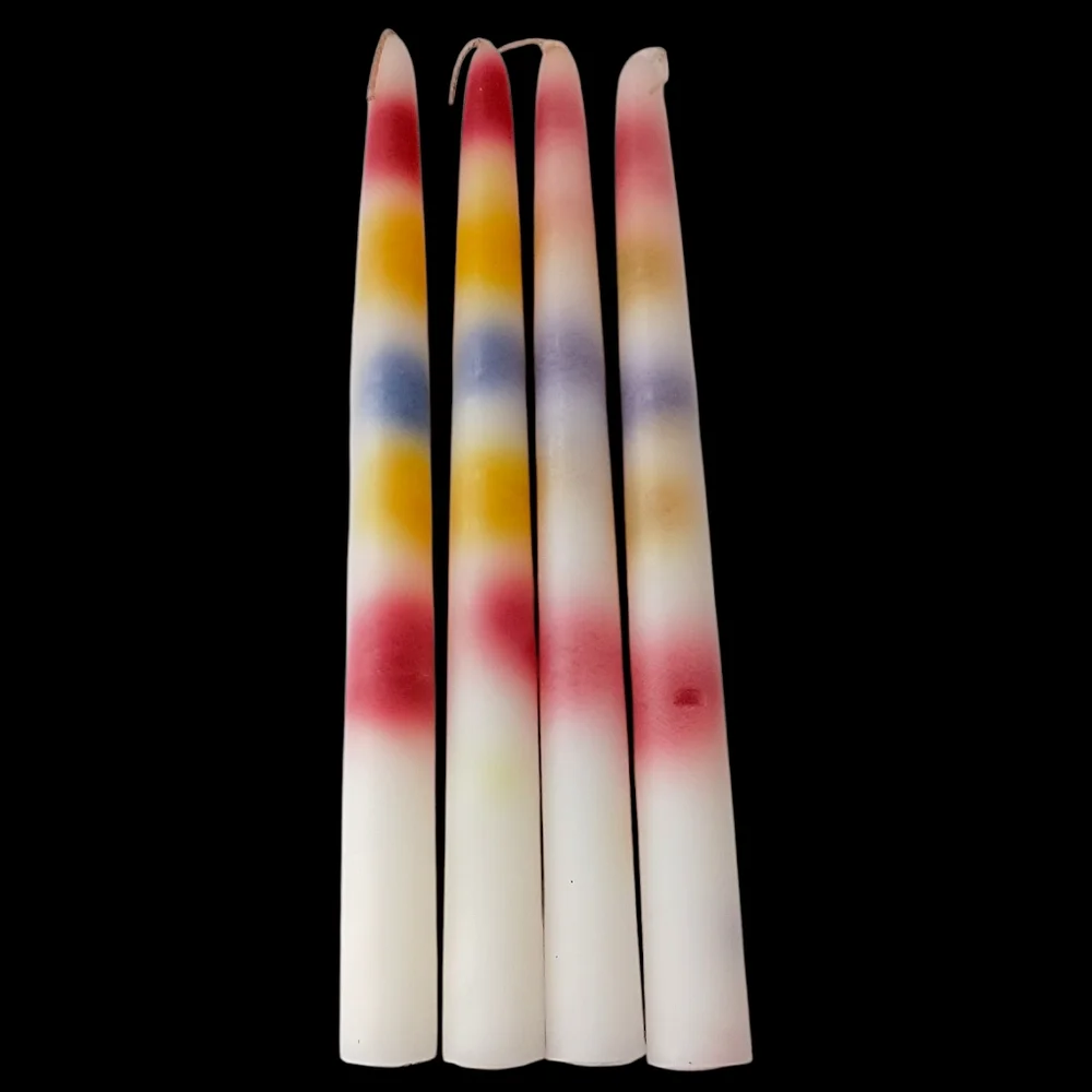 4 Vintage Multicolor Drip Candles Wine Bottle Decor 2 In Each Box 70s 9.5